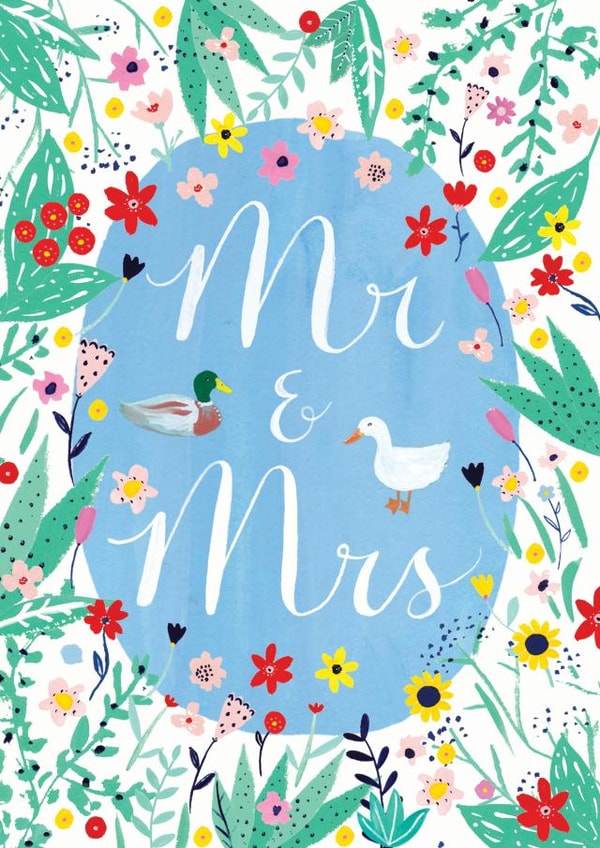 Two Ducks Floral Wedding Card created by Katie Whitton Design