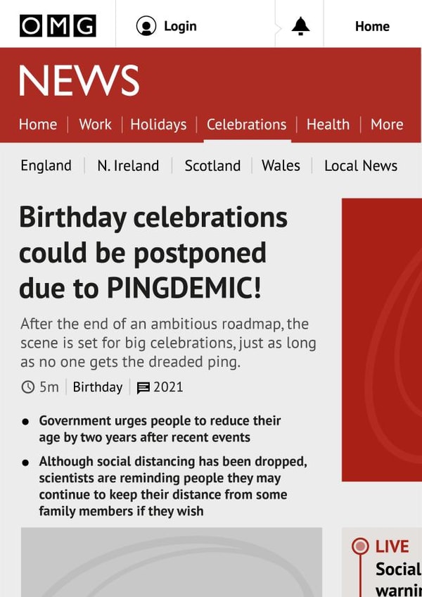 BBC News Pingdemic Birthday Card created by Cards from Designers