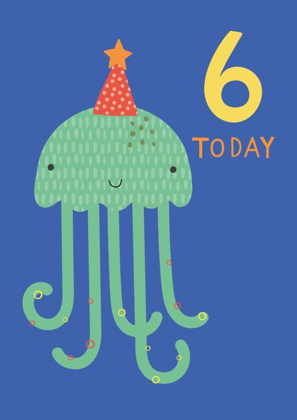 Cute 6th Birthday Card - Jelly Fish - Sea created by Sally Payne Design
