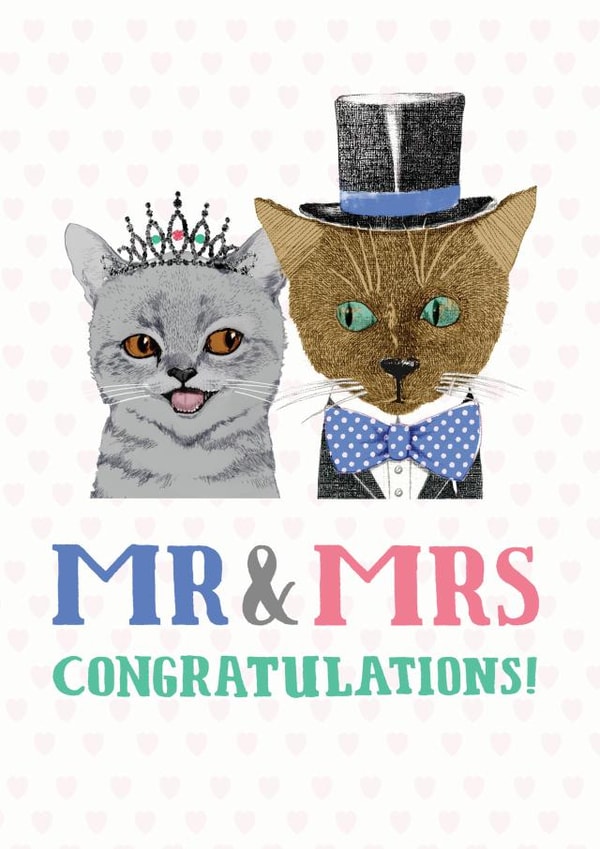 Mr & Mrs - Cat wedding celebration card created by Pencilface