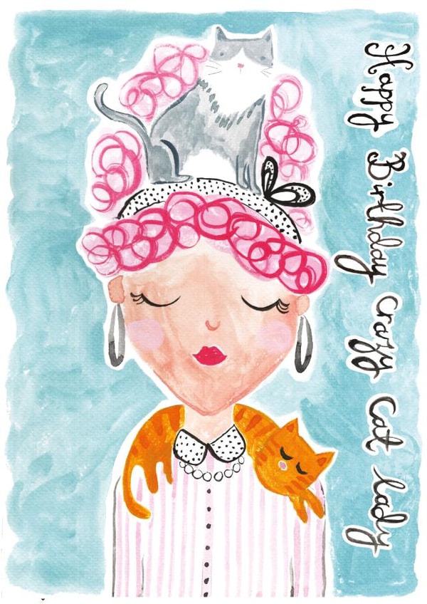 Crazy Cat Lady Birthday Card created by Owen & Wolfey