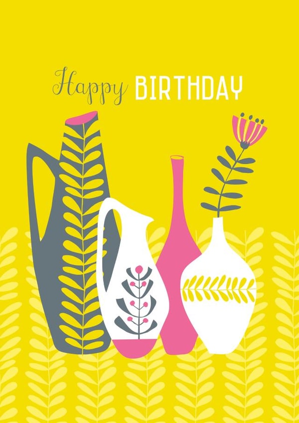 Retro Vase Birthday created by Jane Farnham Designs