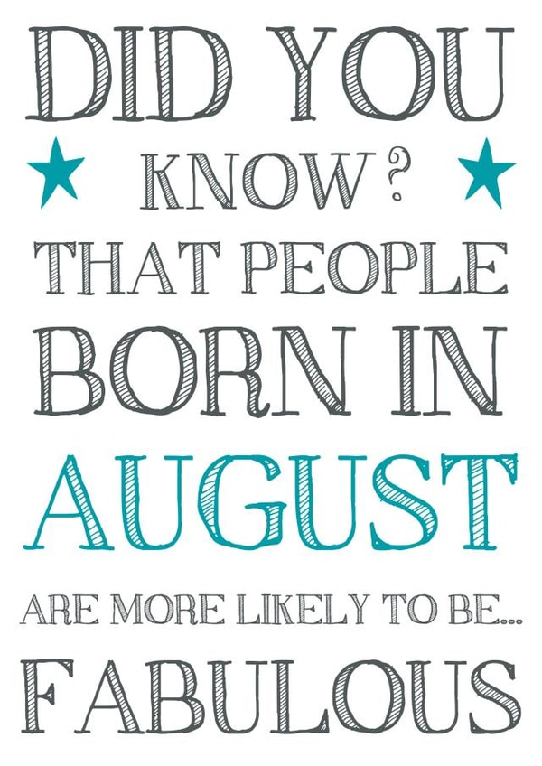 Humorous August Birthday Card created by Hello Fridays Studio