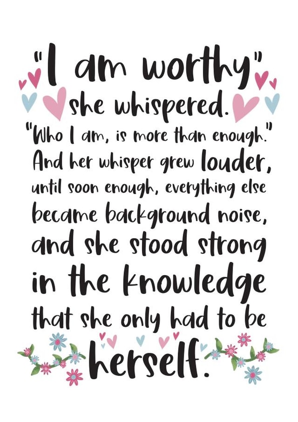 I am Worthy - Self Esteem, Anxiety and Depression Card created by And You Can Quote Me
