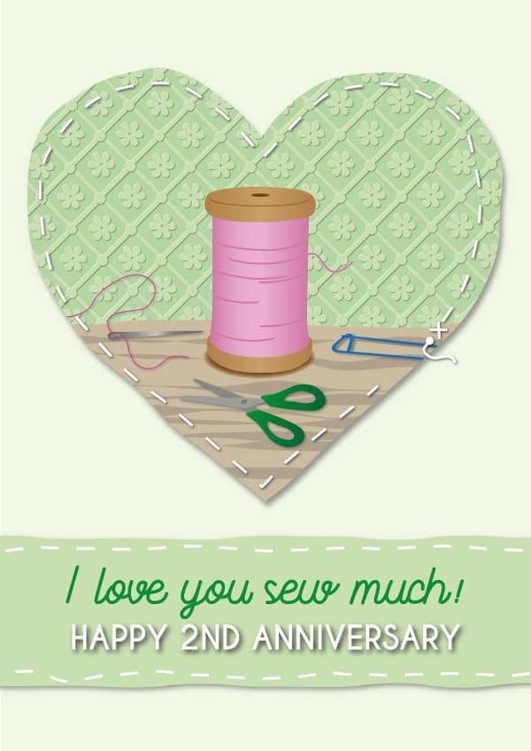 Cotton 2nd Wedding Anniversary Card 1001 created by Violet Owen Designs