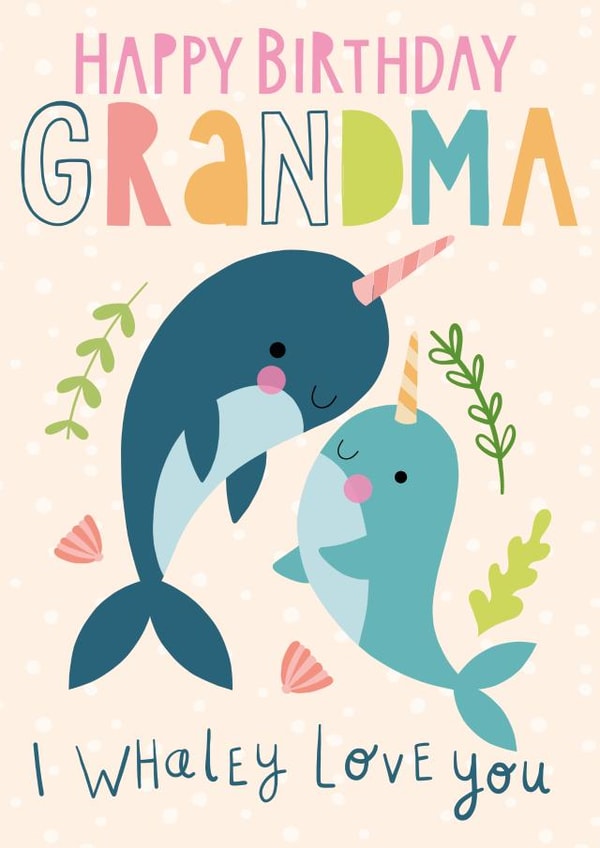 Cute Narwhal Happy Birthday Grandma Card created by Christine Gore