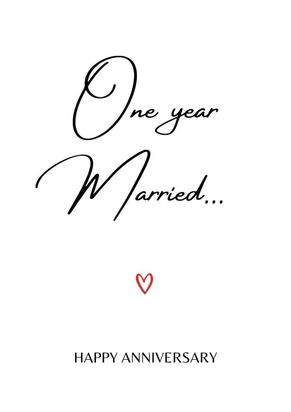Cute Typography Anniversary Card - One Year Anniversary - One Year Married... created by A Bee's Designs