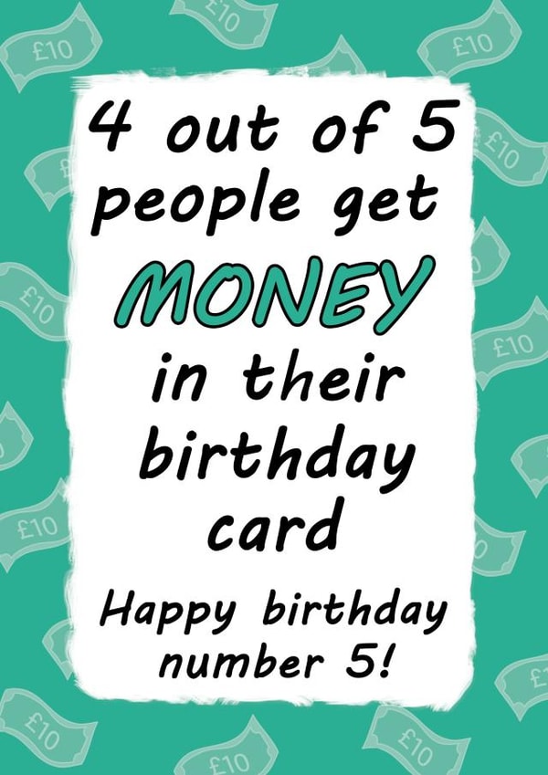 No money birthday card created by Jolly Ginger Cards