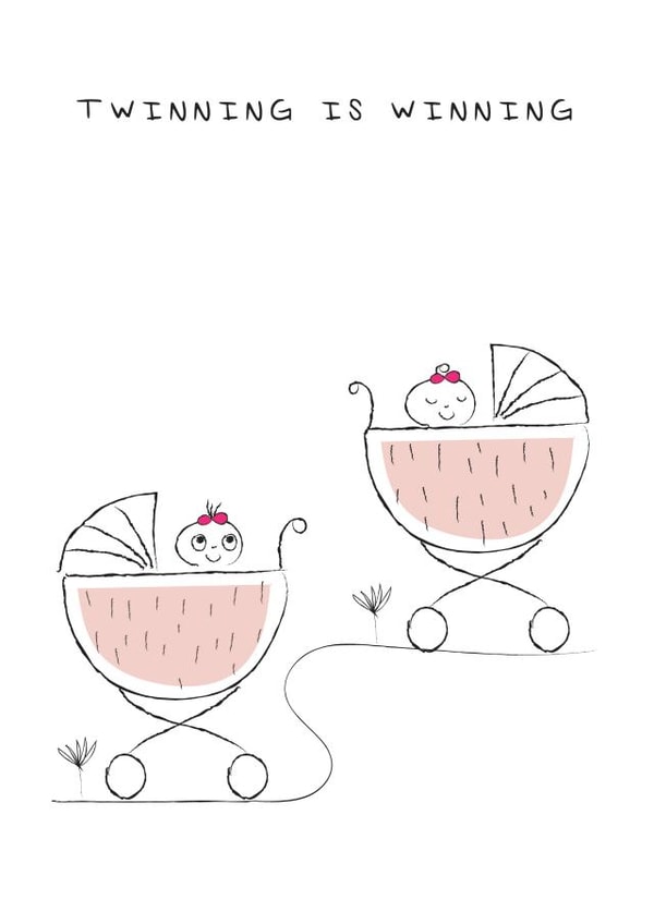 Twinning is winning, new baby card created by Eli&Mama