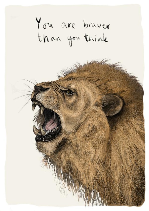 You Are Braver Than You Think, Lion Encouragement Card created by Beth Goodwin
