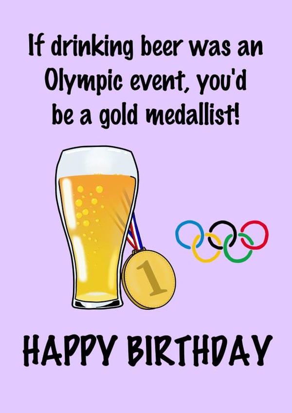 Olympic themed birthday card for a beer lover! created by Shore Designs
