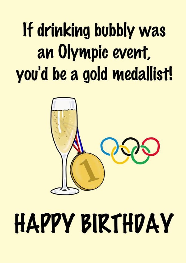 Olympic themed birthday card for a champagne or prosecco lover! created by Shore Designs