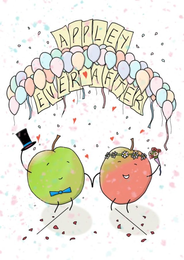 Appley Ever After Wedding Card Bride and Groom created by Capybara Chris