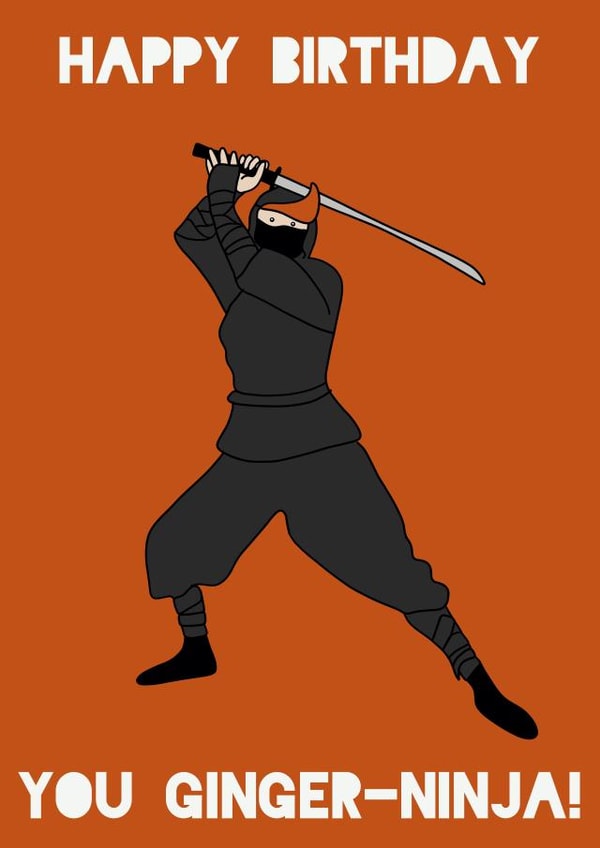 Ginger-ninja birthday card created by Little Prints Fred Designs