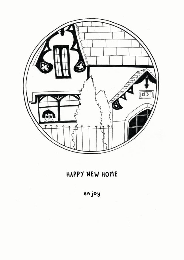 Quirky Modern Black and White New Home Card created by Floki and Rollo