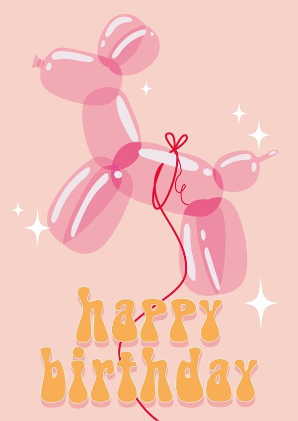 Dog Balloon Birthday Card - Pretty Birthday Card for her - Retro Birthday Card created by Kitty Strand