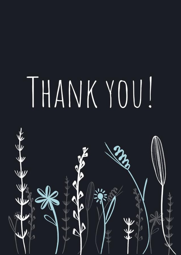 Floral pattern thank you card created by Mayah Wetherell