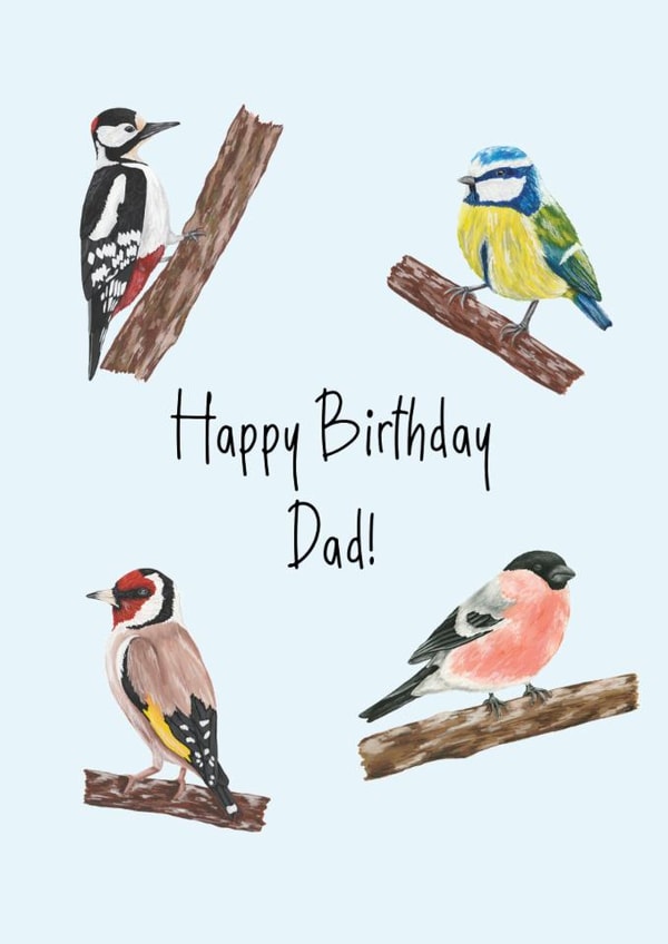 Arty Birthday Card - For Dad - Birds created by Laura Stanley Designs