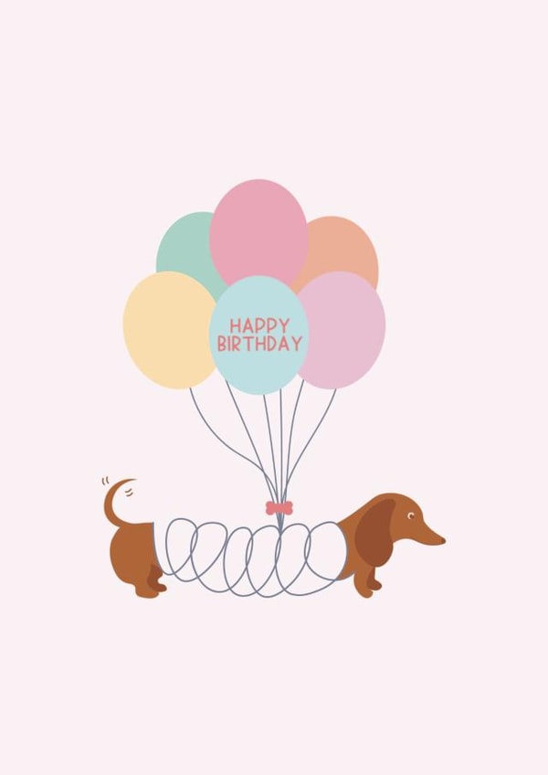 Happy Birthday Sausage Dog Slinky Balloons Card created by Holly Studio