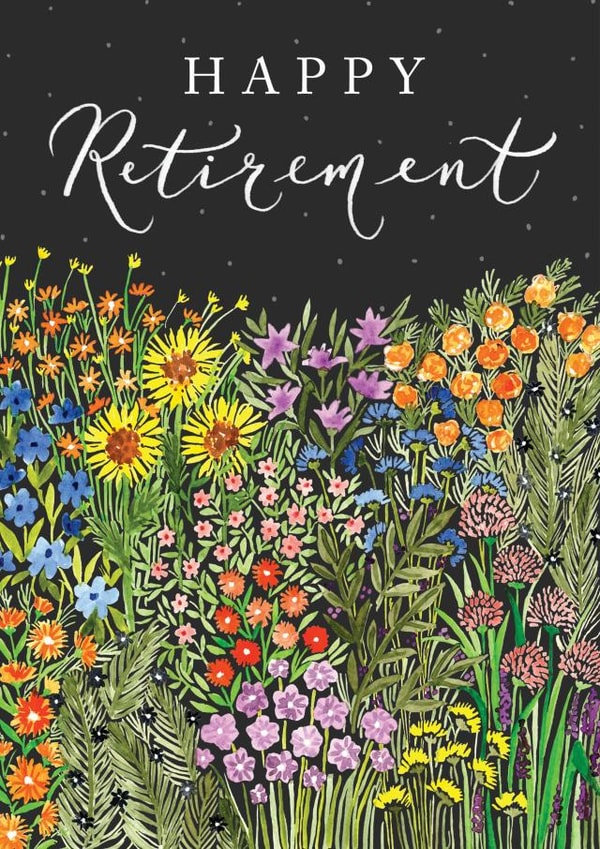 Beautiful floral happy retirement card created by Making Meadows Ltd