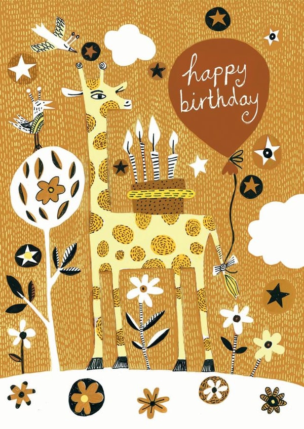 Birthday Giraffe and Cake Card created by The Illustrated World of Lisa Berkshire