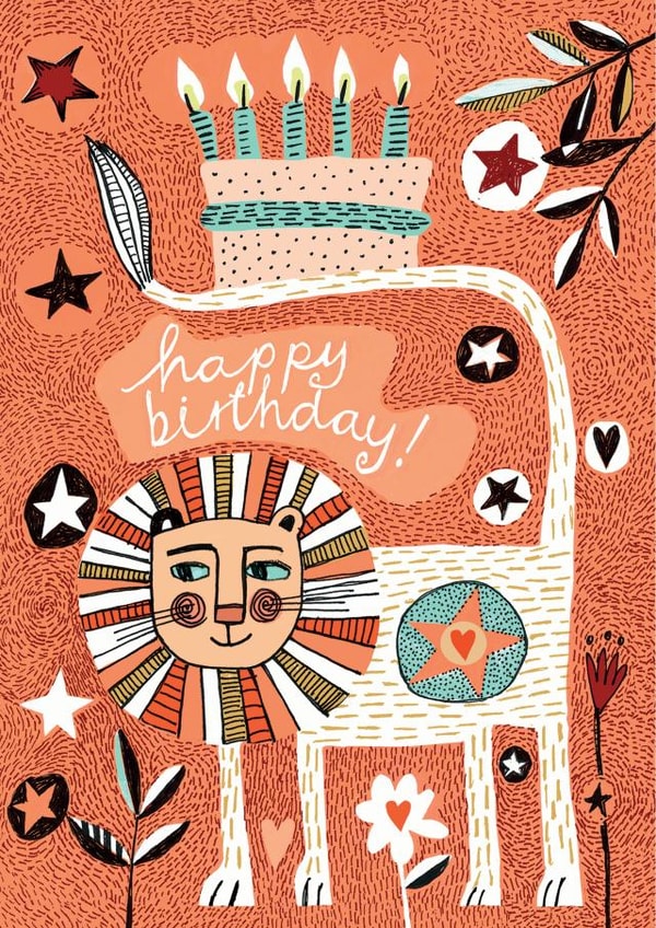 Birthday Lion and Cake Card created by The Illustrated World of Lisa Berkshire
