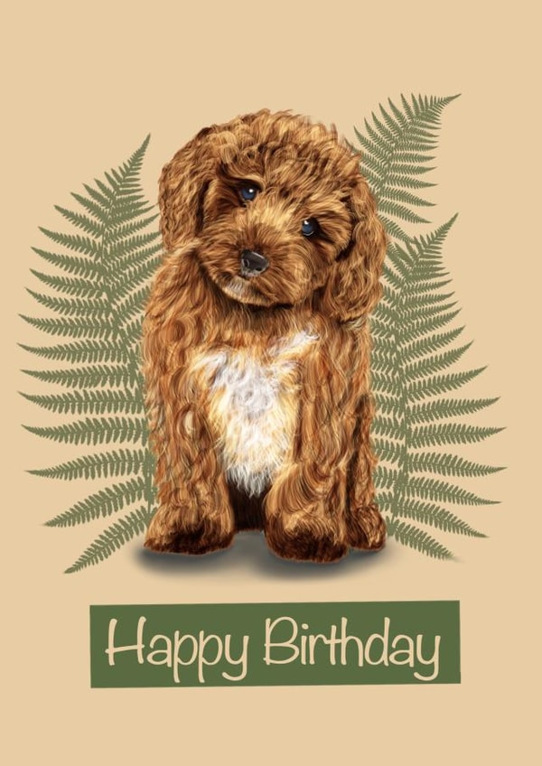Cute Cavapoo Birthday Card 1001 created by Fat Nancy Cards 