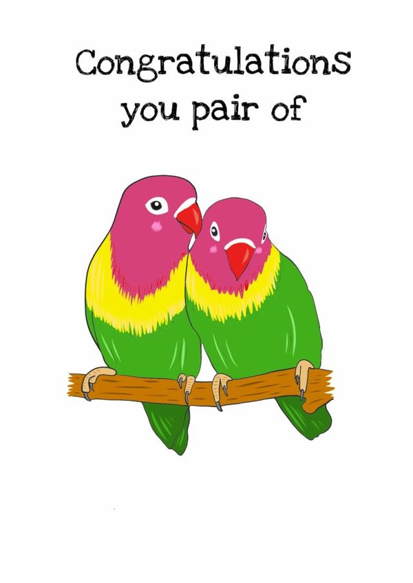 Pair of lovebirds - marriage congratulations card created by Cutie McHootie 
