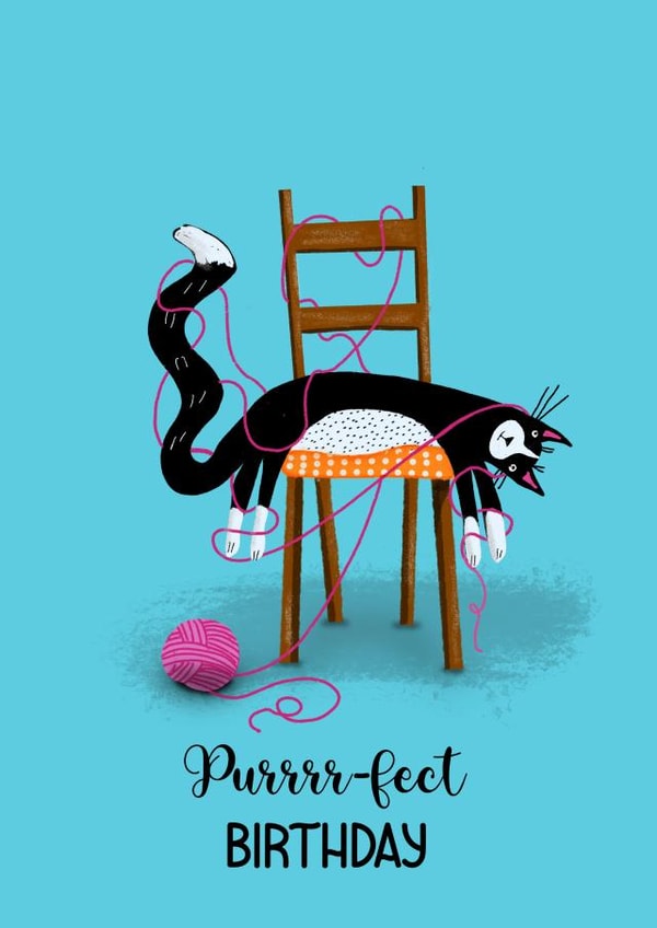 Lazy cat birthday card created by The Arty Apples Limited