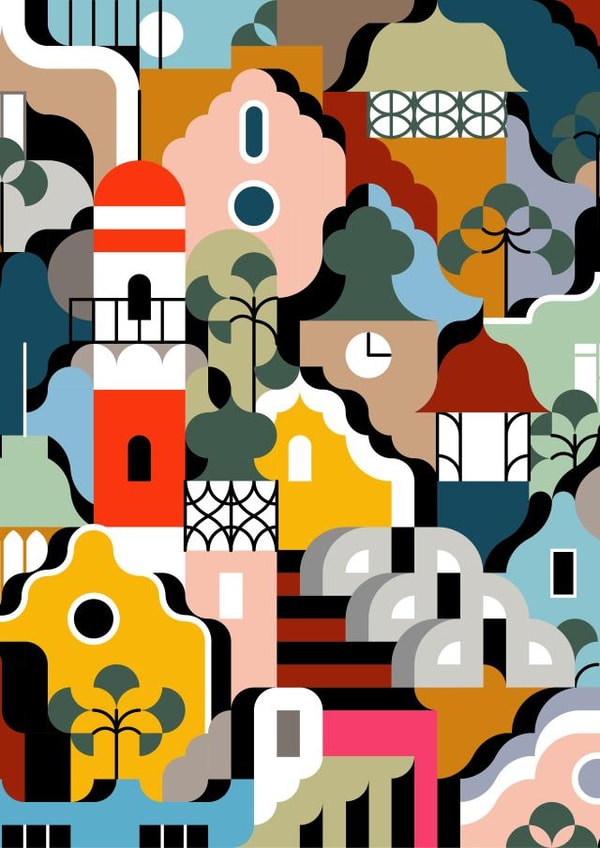 Colourful and Playful Swakopmund Greeting Card created by Yijing Li