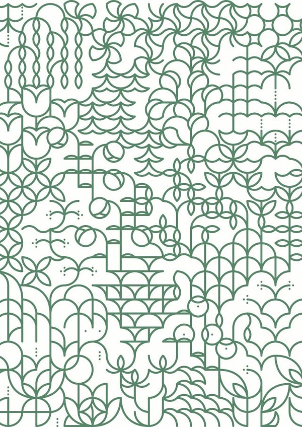 London Plants Geometric Design Greeting Card created by Yijing Li