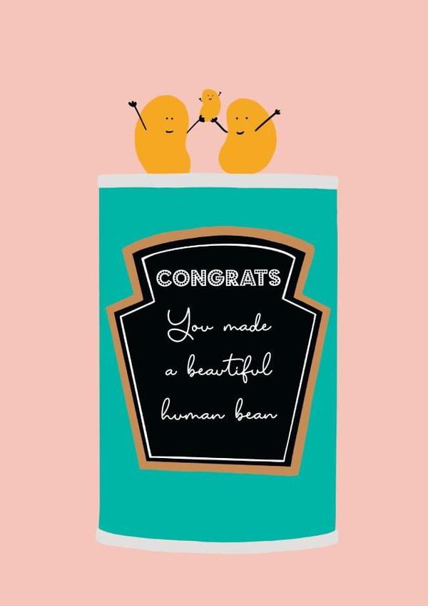 New human bean baby card created by Nicola Jo