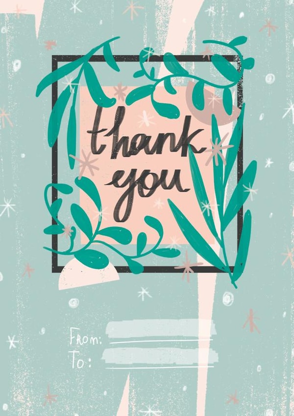 Beautiful starry and floral thank you card created by Alyona Shirokova