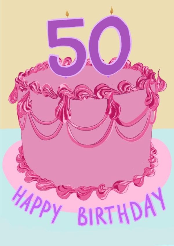 50th Birthday card with vintage cake created by Cards you fancy