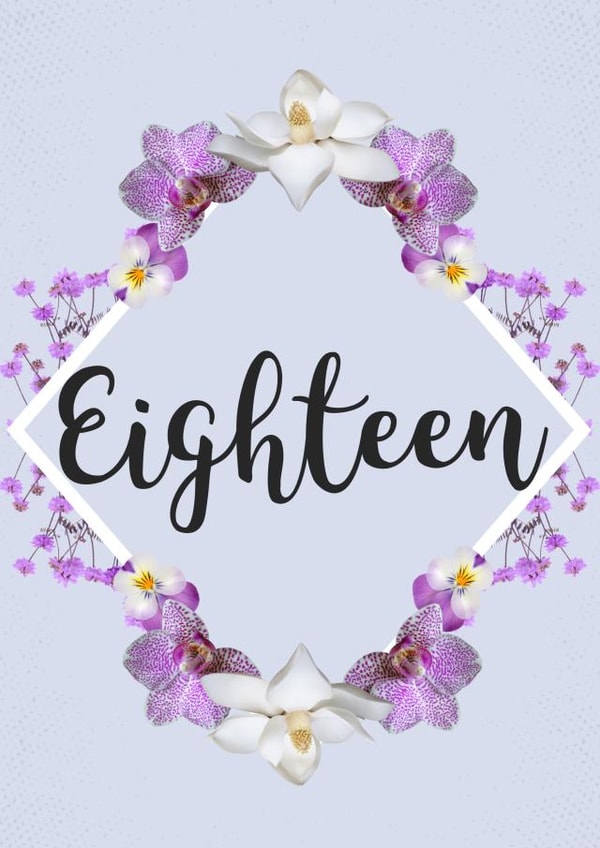 Floral ‘Eighteen’ birthday card for girls  created by Evezee
