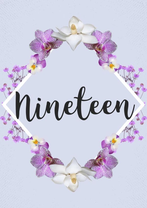 Classic 19th Birthday Card - For Her - Flowers created by Evezee