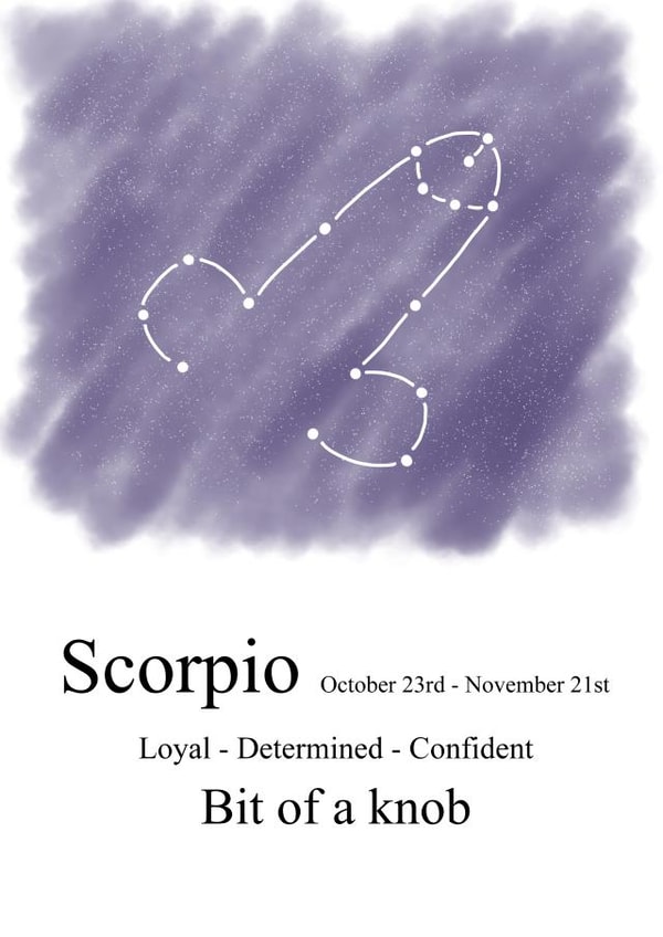 Cheeky zodiac-themed birthday card for a Scorpio created by Shore Designs