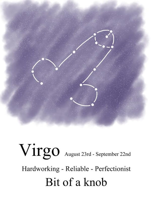 Cheeky zodiac-themed birthday card for a Virgo created by Shore Designs