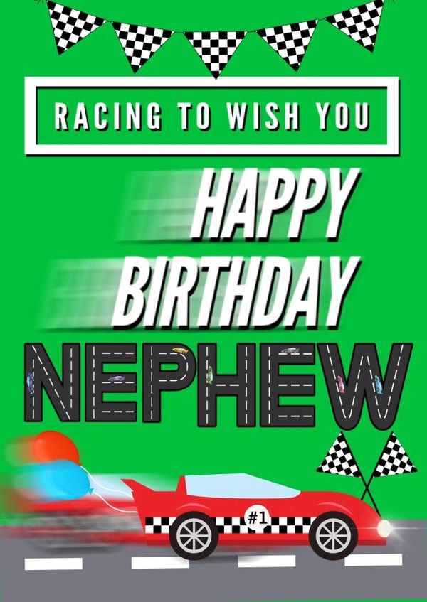 Nephew - Racing to wish a happy Birthday created by Kerrylovescards
