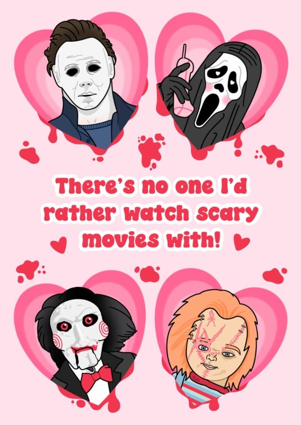 Horror Movie Birthday / Anniversary / Valentines Card, Scary Movies Love Card created by Katy Naughton