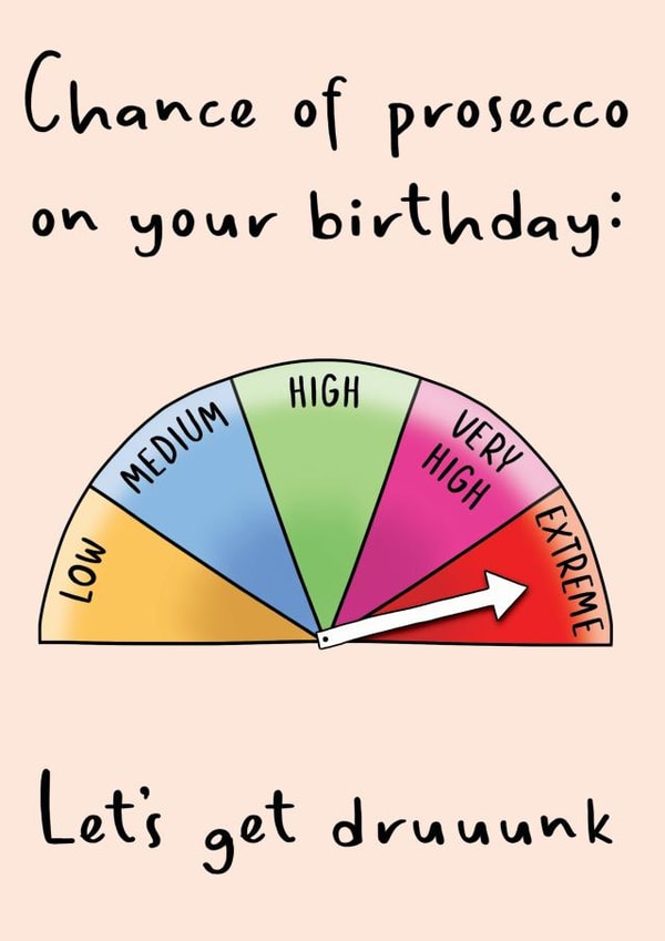 Prosecco Pie Chart Funny Birthday Card created by Amy Florence Design