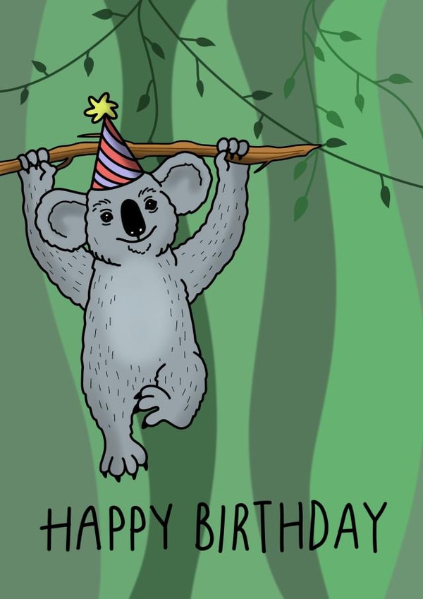 Koala birthday card created by Maisie-Jane Andrews