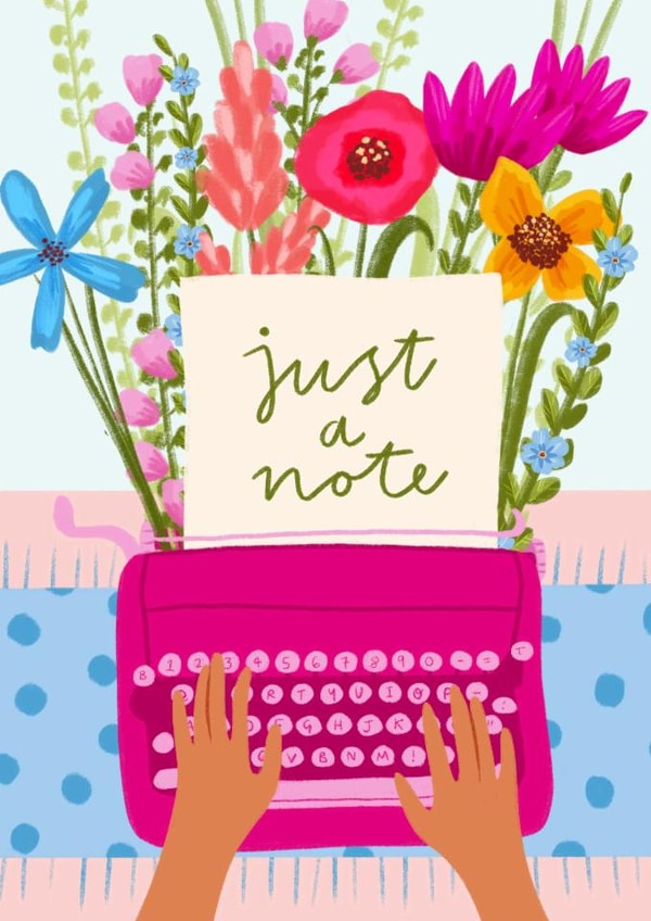 'Just a note' Floral Typewriter Card created by Flourish Paperworks