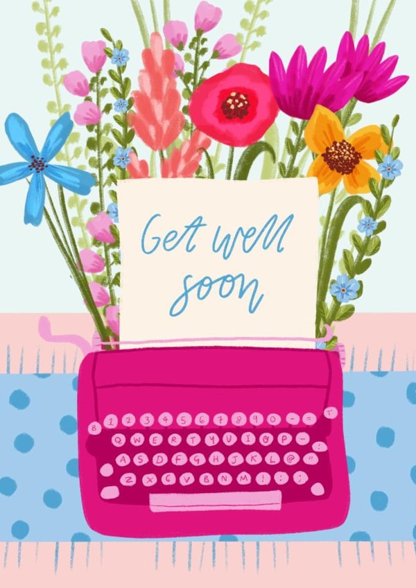 'Get well soon' Floral Typewriter Card created by Flourish Paperworks