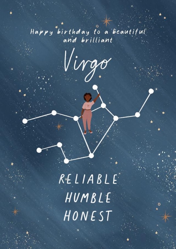 Virgo Astrology Star Sign Happy Birthday Card created by Flourish Paperworks