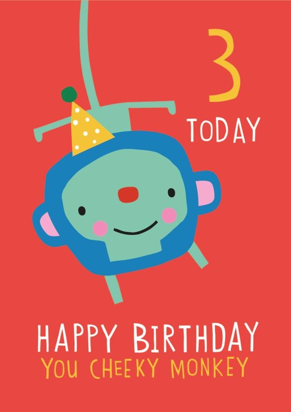 cheeky monkey 3rd birthday card created by Dawn Machell
