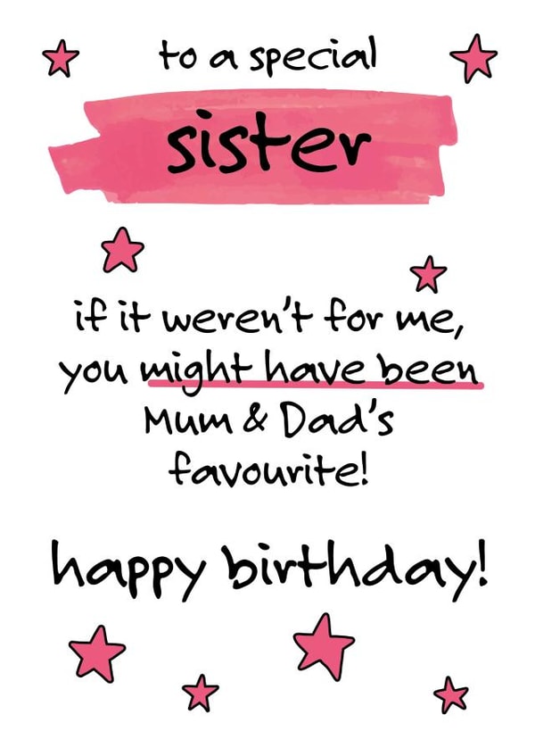 Cheeky Favourite Child Birthday Card for Sister created by Oh You Know Aaron