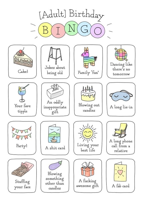 Adult Birthday Bingo! created by Evie Garnett Designs
