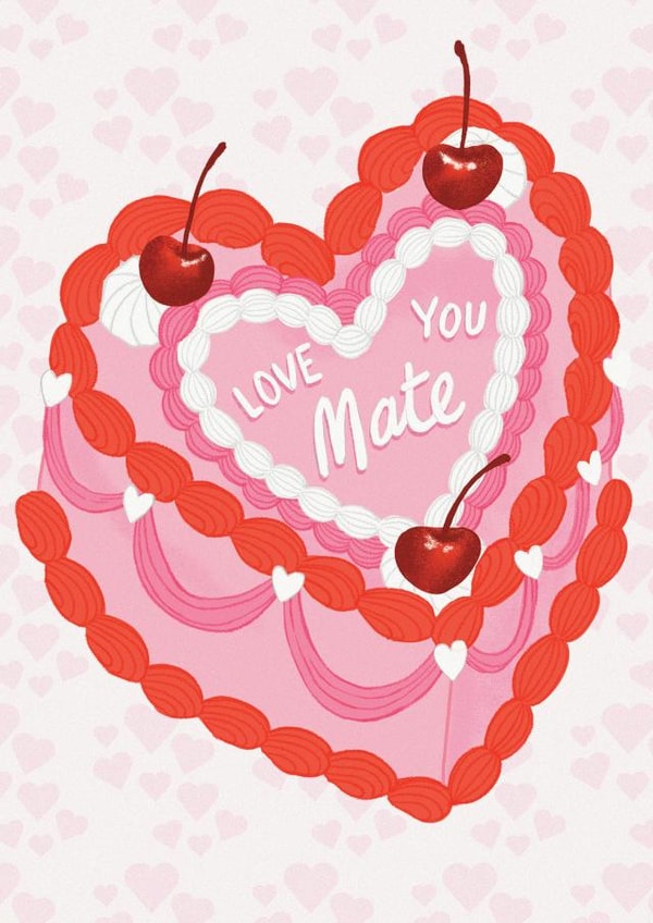 Love You Mate, Retro Heart Cake created by The Stylist Illustrates