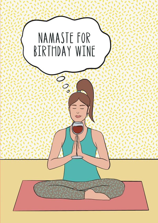 Yogi wine birthday card created by Noura Mokhtar